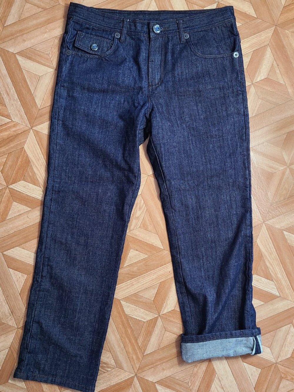 Fabric by Black Burn Dark Wash Selvedge Jeans Sz 36 Straight Fit